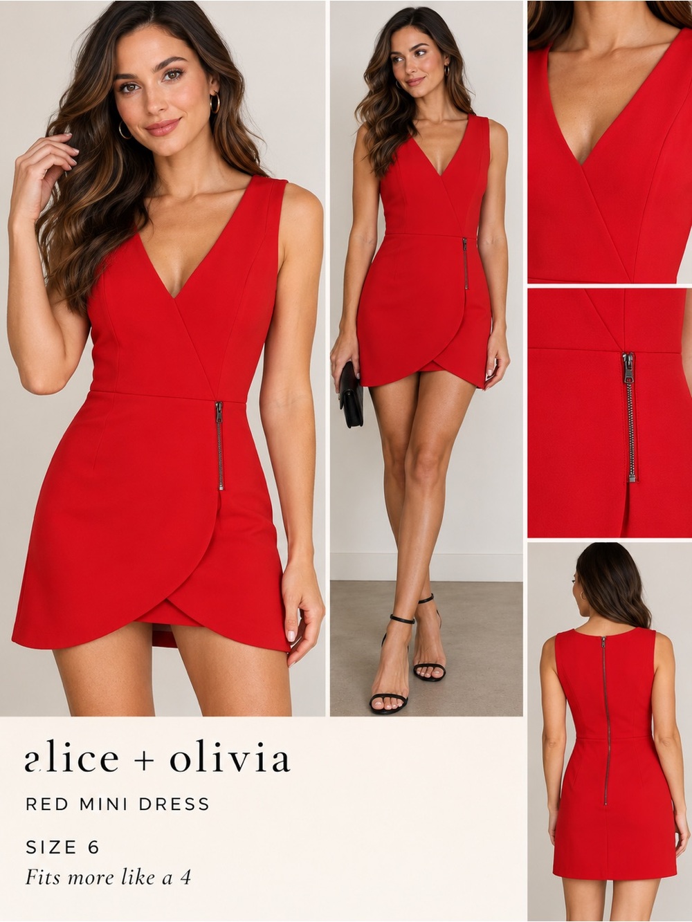 Alice + Olivia Lennon bodycon mini dress in poppy size 8